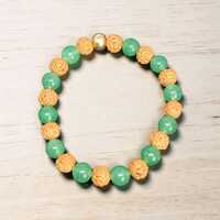 Green Aventurine & Rudraksha Bracelet 8 Mm - Green Aventurine & Rudraksha Beads, Elastic Stretch | Spiritual Protection, Meditation, Healing
