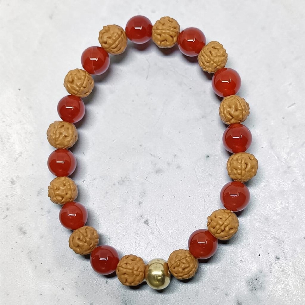 CARNELIAN  & RUDRAKSHA BRACELET 8 MM