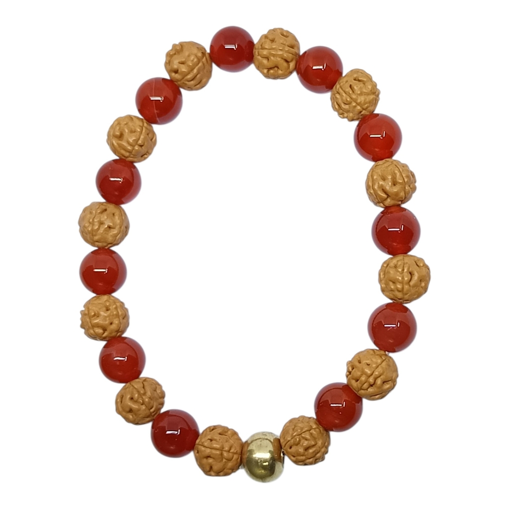 CARNELIAN  & RUDRAKSHA BRACELET 8 MM