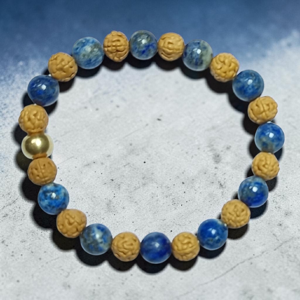 LAPIS LAZULI & RUDRAKSHA BRACELET 8 MM