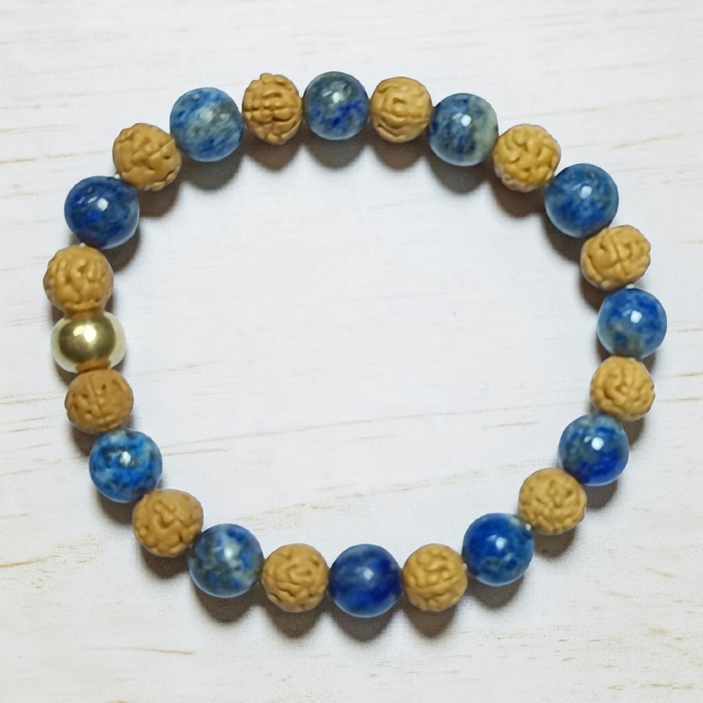 LAPIS LAZULI & RUDRAKSHA BRACELET 8 MM