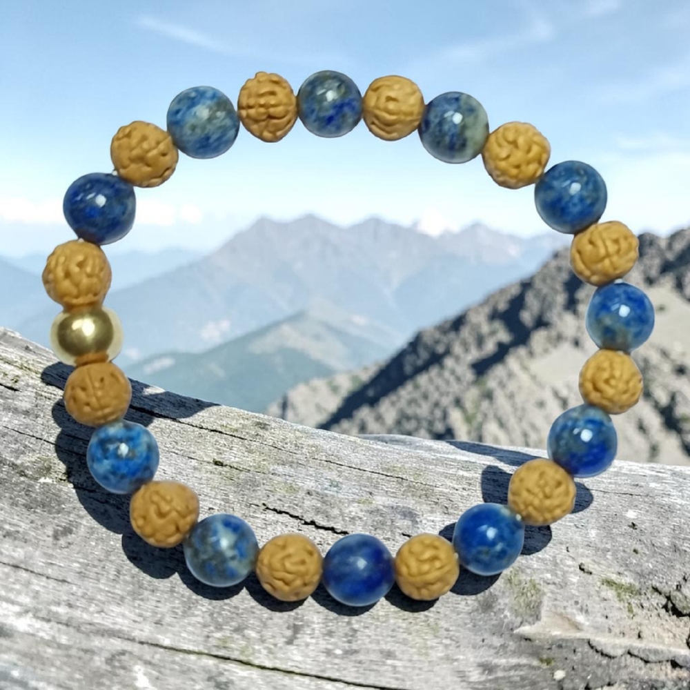 LAPIS LAZULI & RUDRAKSHA BRACELET 8 MM
