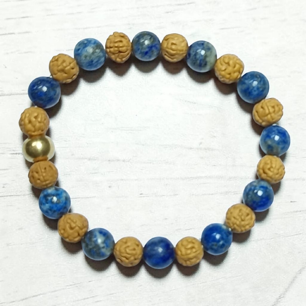 LAPIS LAZULI & RUDRAKSHA BRACELET 8 MM