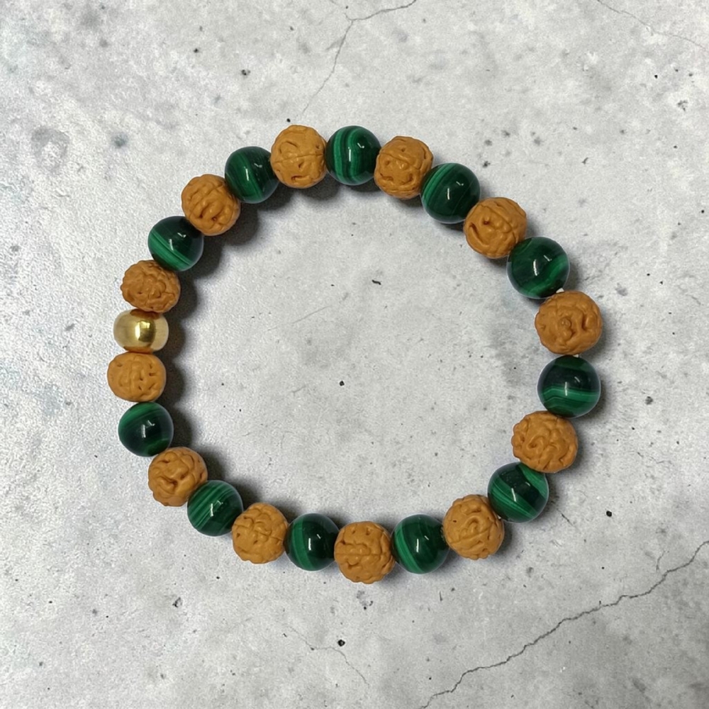 MALACHITE & RUDRAKSHA BRACELET 8 MM