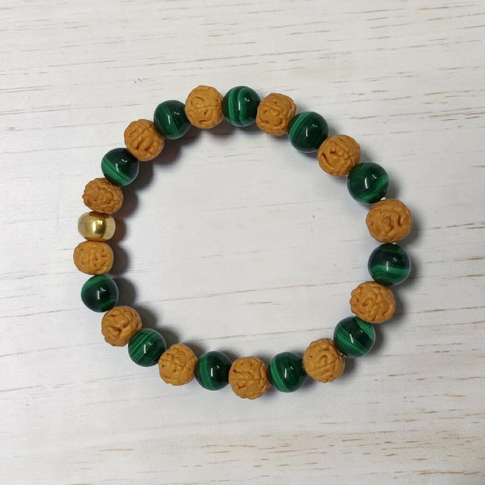 MALACHITE & RUDRAKSHA BRACELET 8 MM