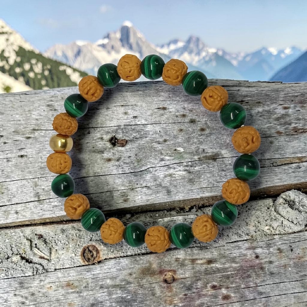 MALACHITE & RUDRAKSHA BRACELET 8 MM