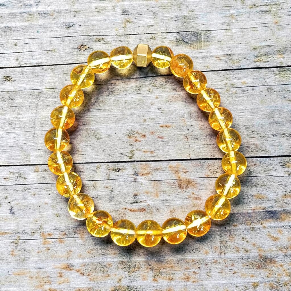 CITRINE BRACELET WITH BRASS BEADS