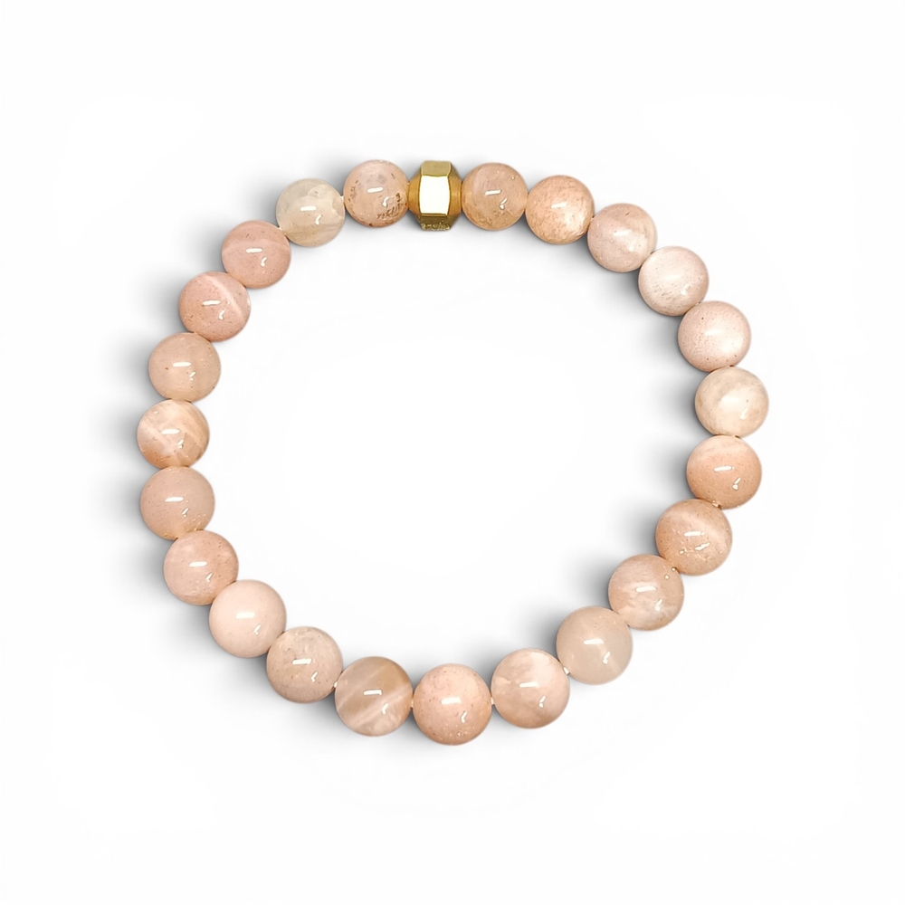 SUN STONE BRACELET WITH BRASS BEADS