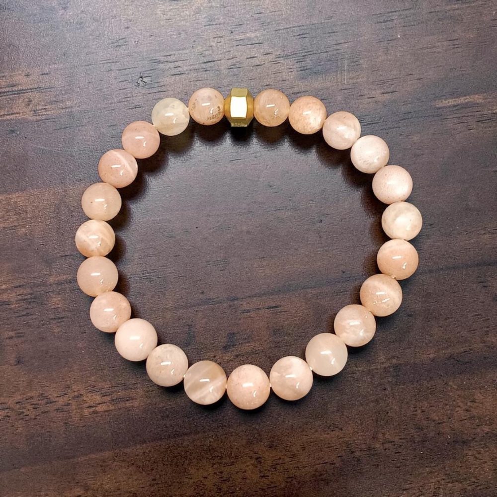 SUN STONE BRACELET WITH BRASS BEADS