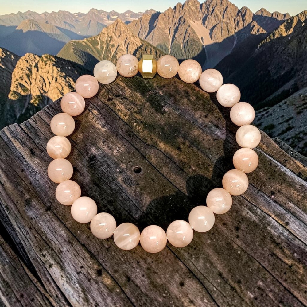 SUN STONE BRACELET WITH BRASS BEADS