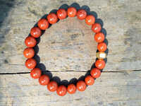 Red Jasper Bracelet With Brass Beads - Occasion: Casual