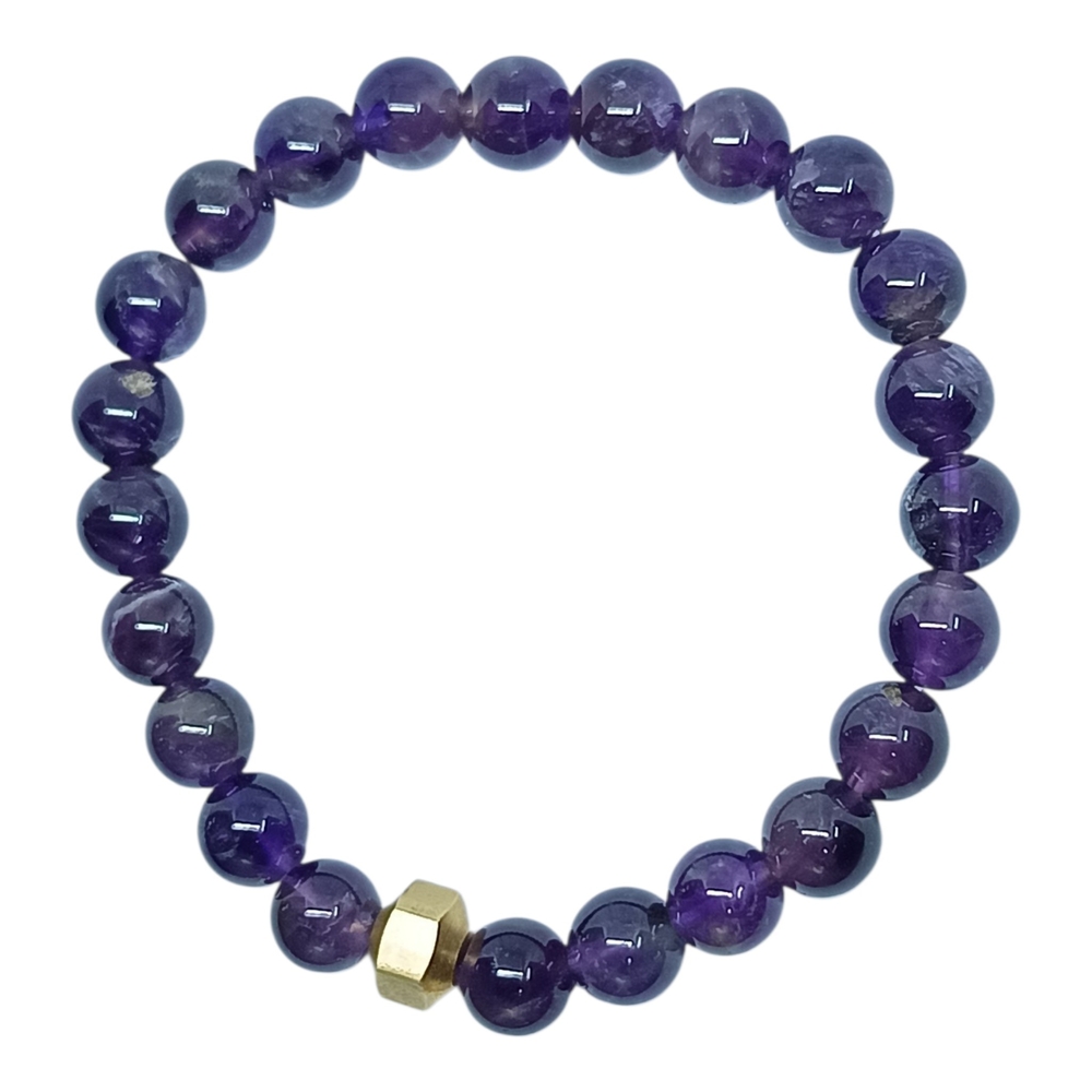 AMETHYST BRACELET WITH BRASS BEADS