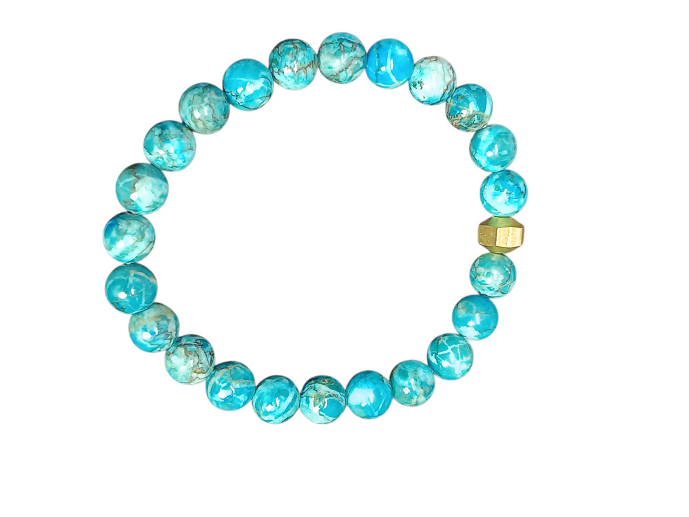 TURQOUISE BRACELET WITH BRASS BEADS