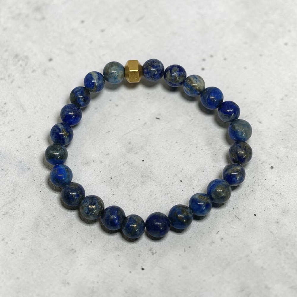 LAPIS LAZULI BRACELET WITH BRASS BEADS
