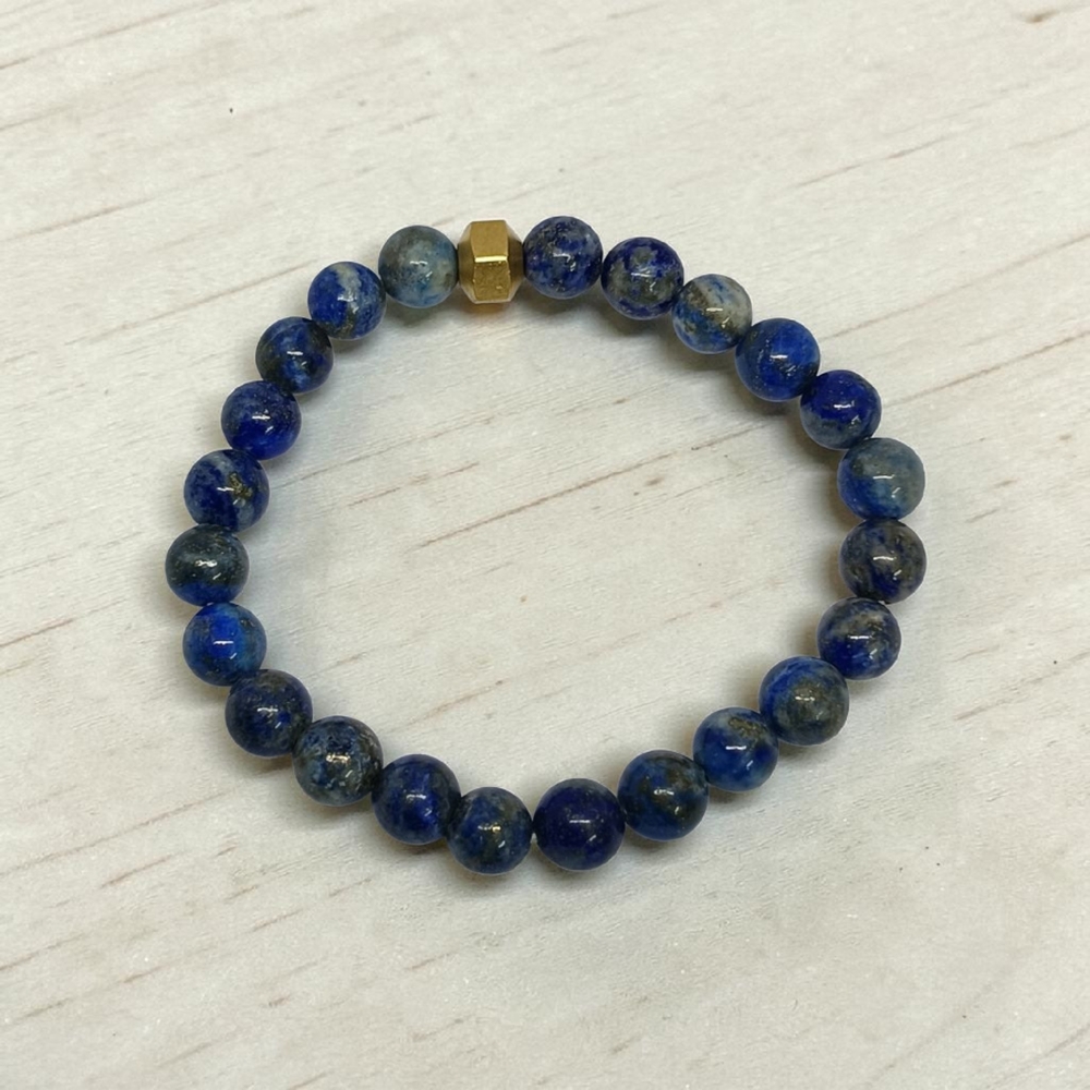 LAPIS LAZULI BRACELET WITH BRASS BEADS