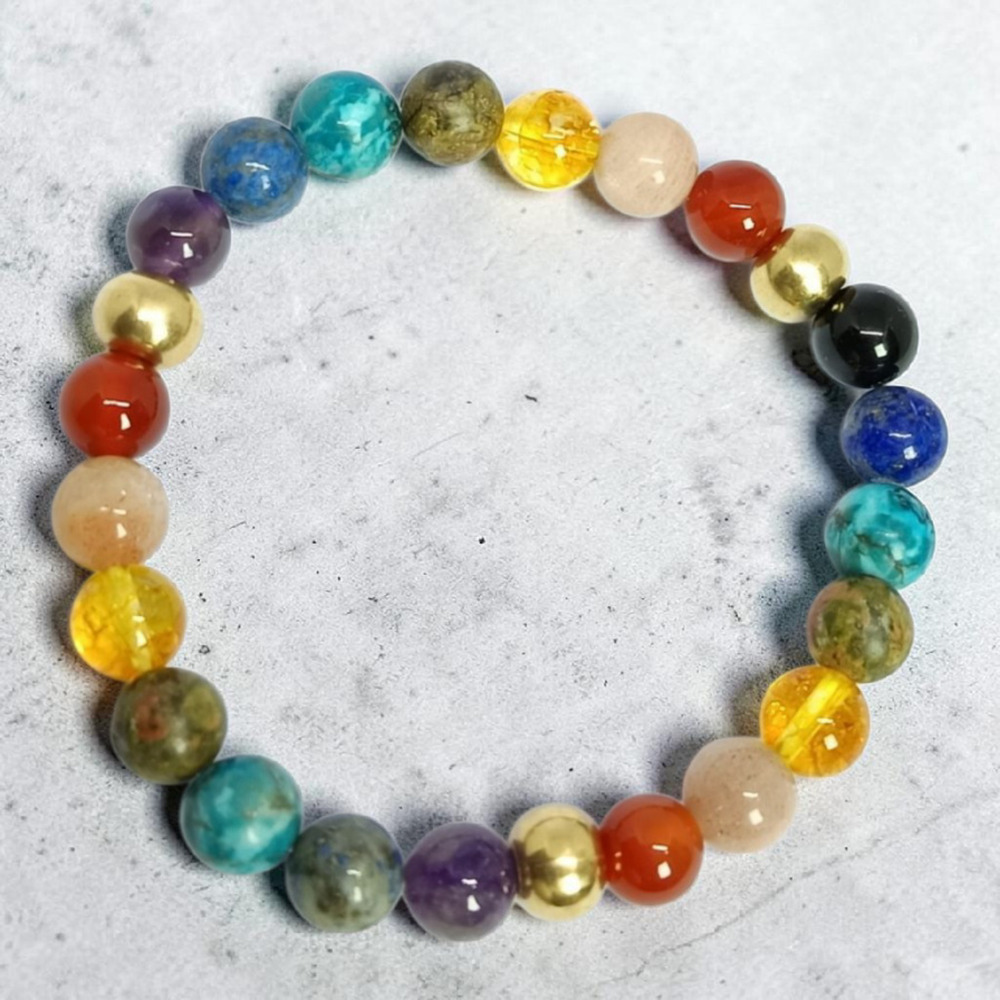 7 CHAKRA BRACELET WITH BRASS BEADS