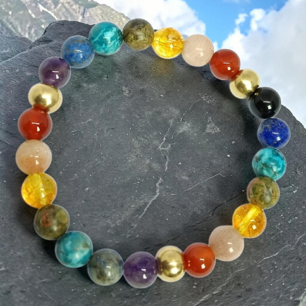 7 CHAKRA BRACELET WITH BRASS BEADS