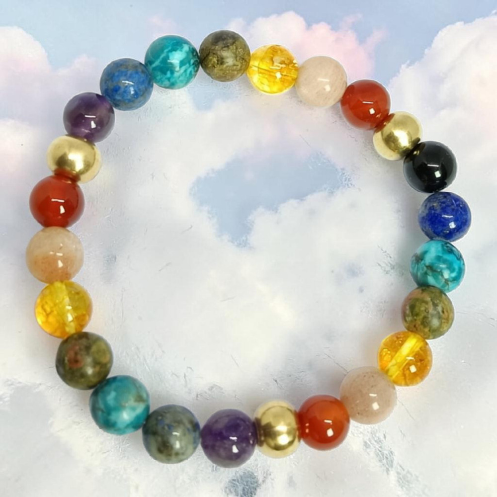 7 CHAKRA BRACELET WITH BRASS BEADS