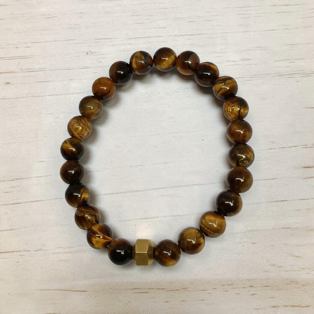TIGER EYE BRACELET WITH BRASS BEADS