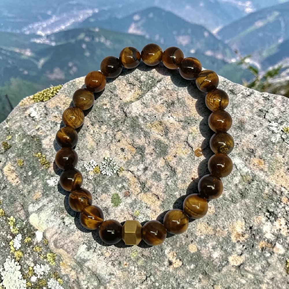 TIGER EYE BRACELET WITH BRASS BEADS
