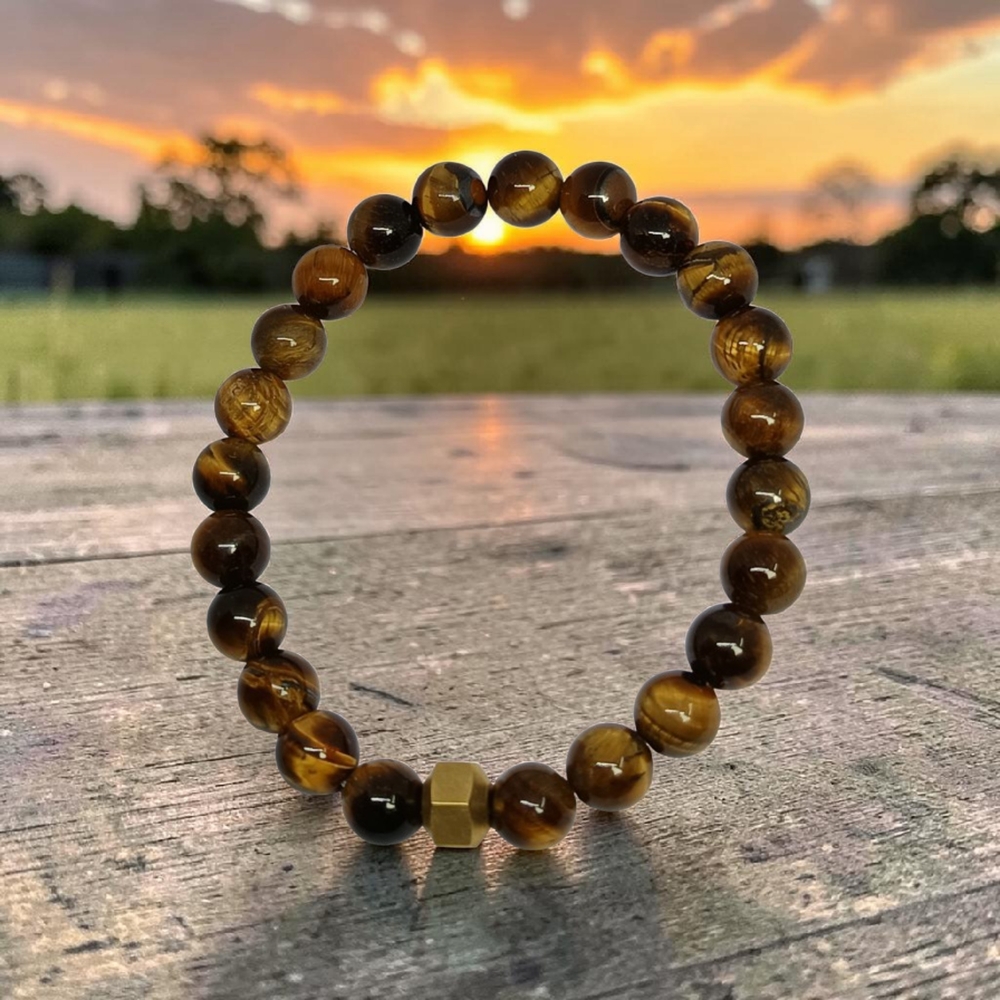 TIGER EYE BRACELET WITH BRASS BEADS
