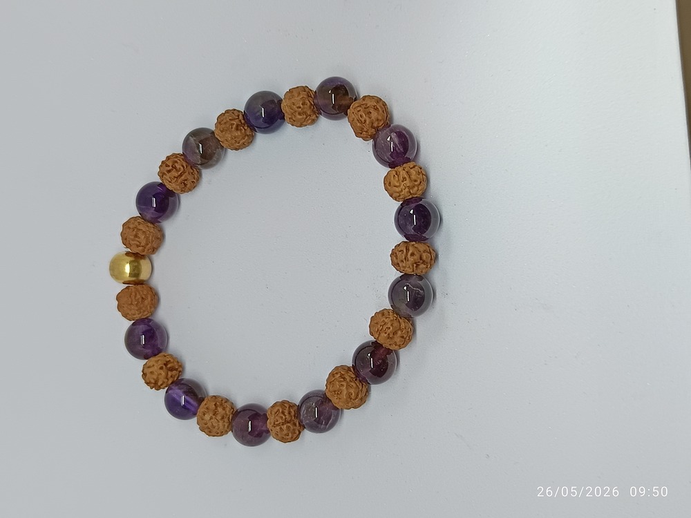 AMETHYST & RUDRAKSHA BRACELET 8 MM
