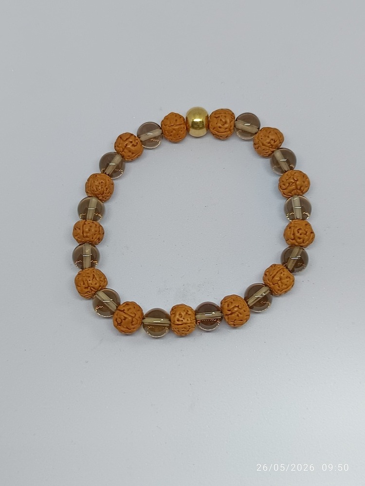 SMOKY QUARTZ & RUDRAKSHA BRACELET 8 MM