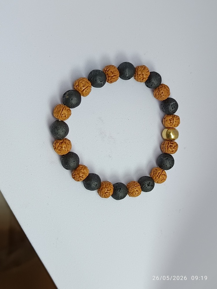 LAVA BEADS & RUDRAKSHA BRACELET 10 MM