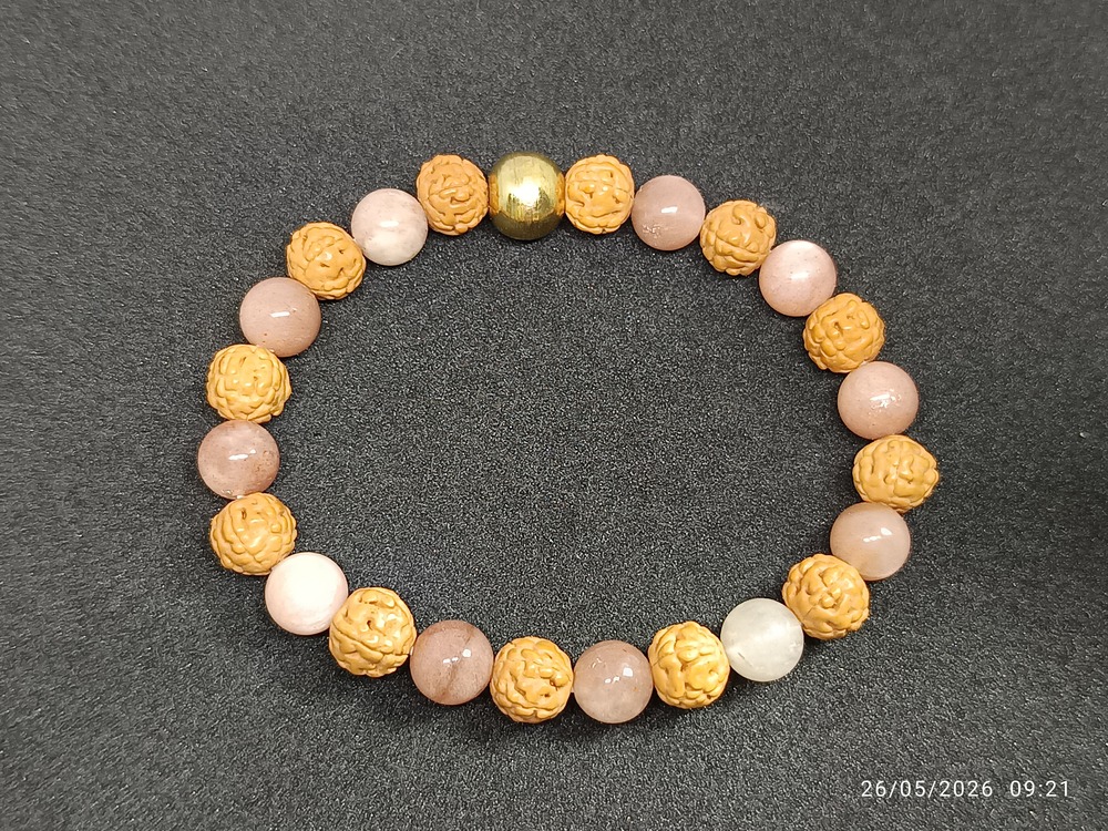 SUN STONE & RUDRAKSHA BRACELETE 8 MM