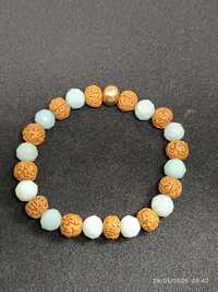 AMAZONITE DIAMOND CUT & RUDRAKSHA BRACELET 8 MM
