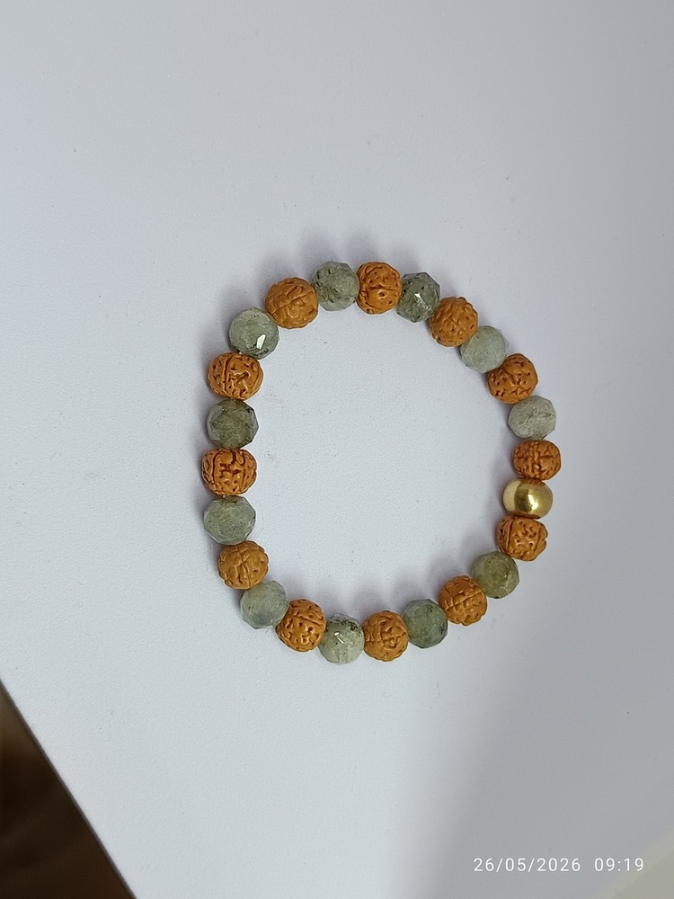 LABRADORITE DIAMOND CUT & RUDRAKSHA BRACELET 8 MM