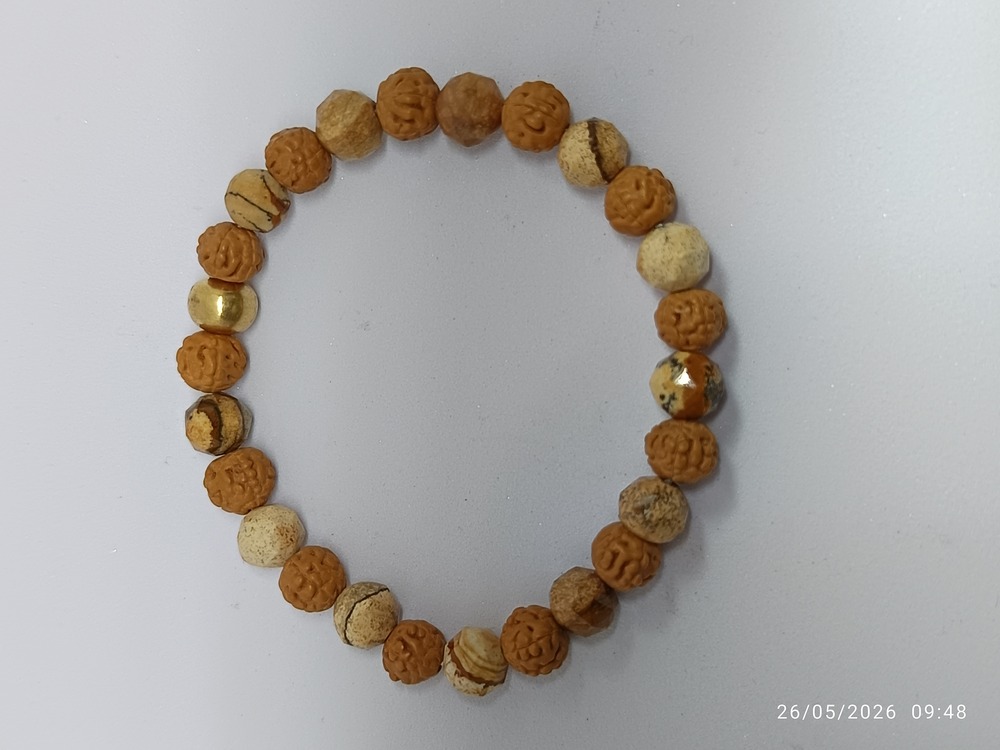 JASPER DIAMOND CUT & RUDRAKSHA BRACELET 8 MM