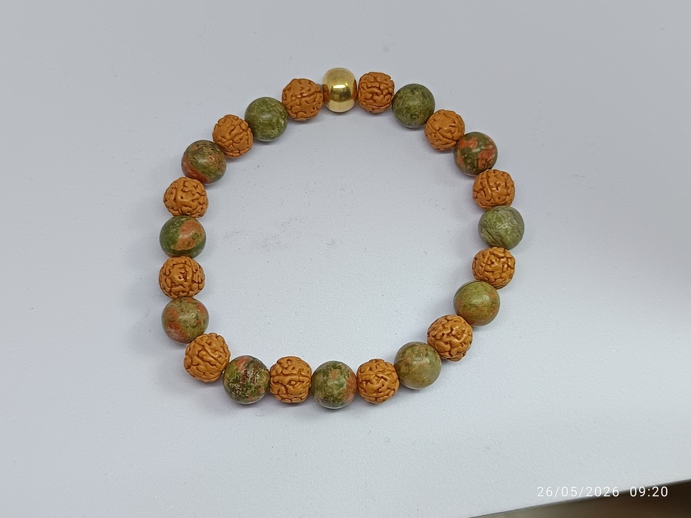 UNAKITE & RUDRAKSHA BRACELET 8 MM