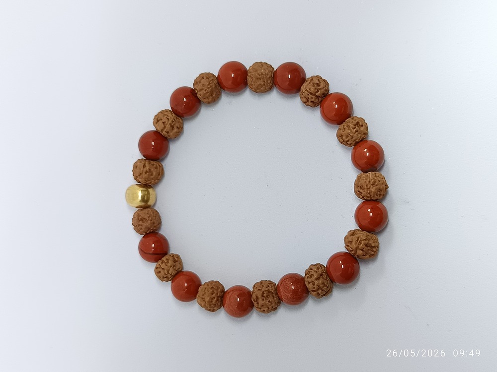 RED JASPER & RUDRAKSHA BRACELET 8 MM