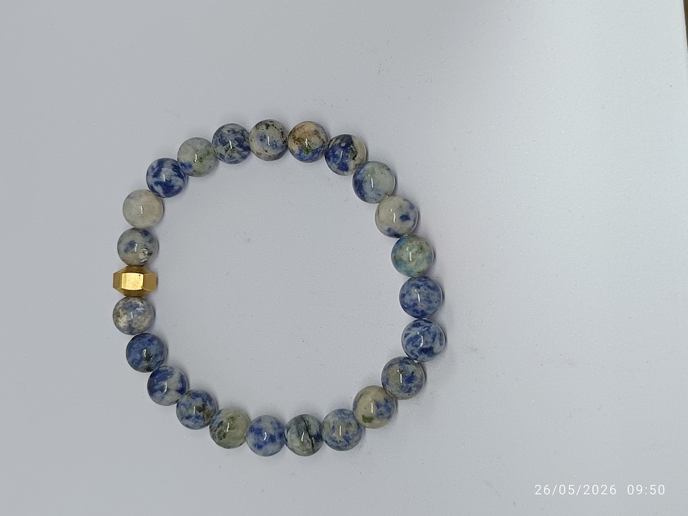SODALITE BRACELET WITH BRASS BEADS