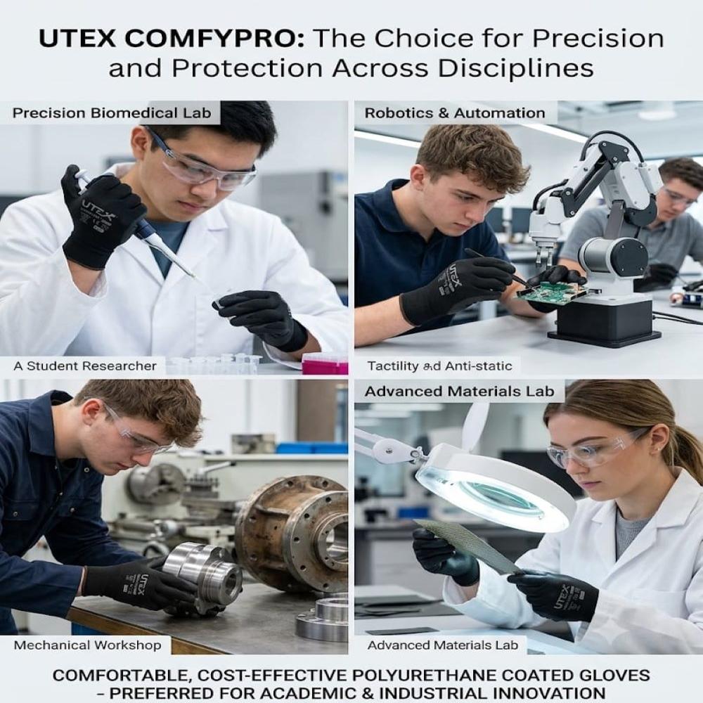 UTEX 406 Make Black Industrial PU Coated Hand Gloves