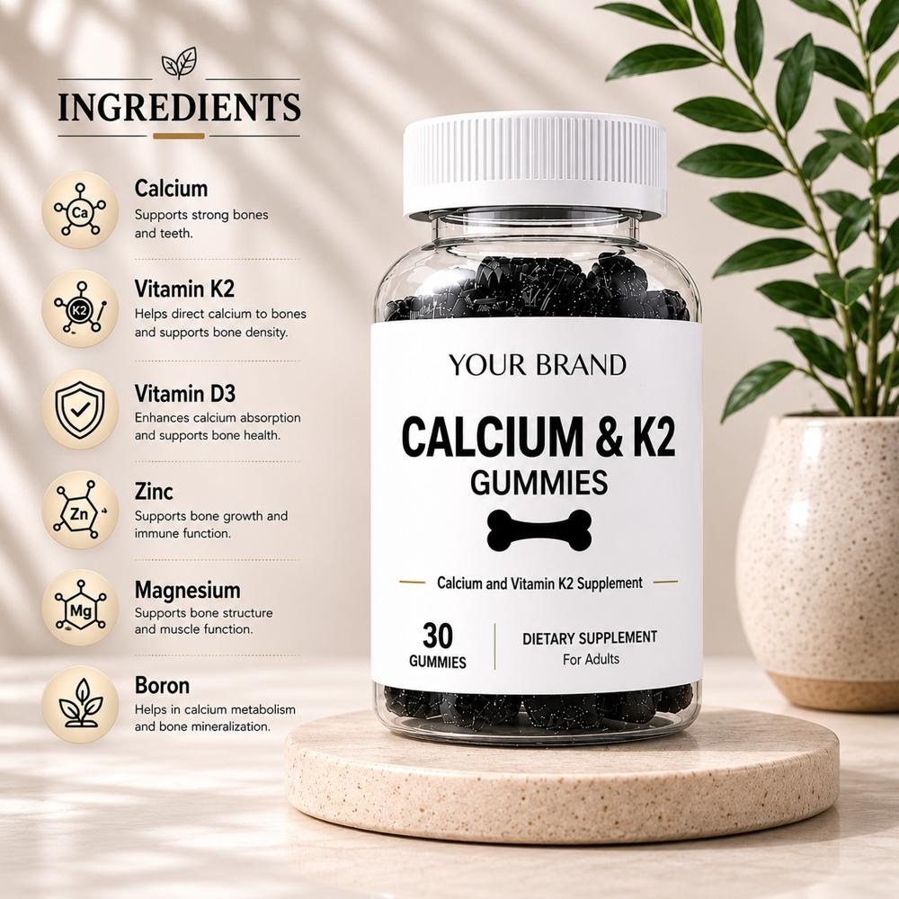 Calcium & Vitamin K2 Gummies for Bone Health Support