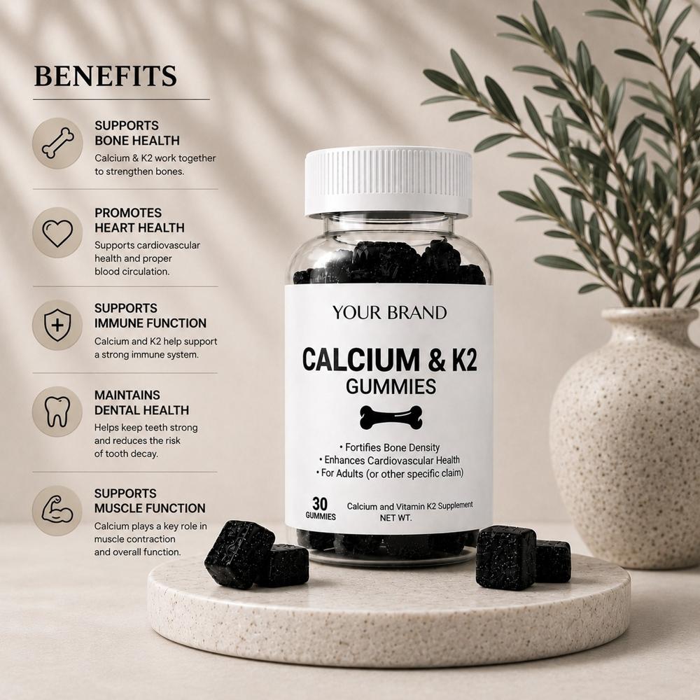 Calcium & Vitamin K2 Gummies for Bone Health Support