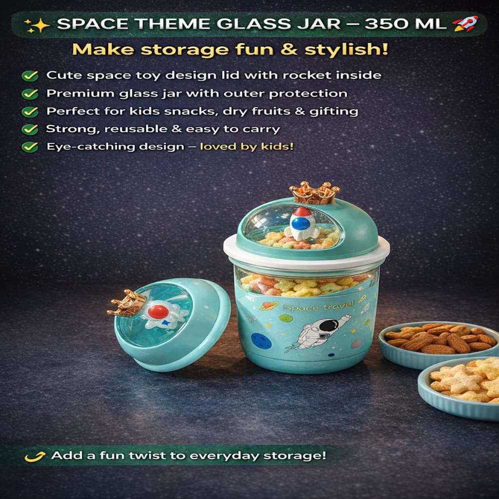 Space  Astronet Cartoon Print Glass Jar