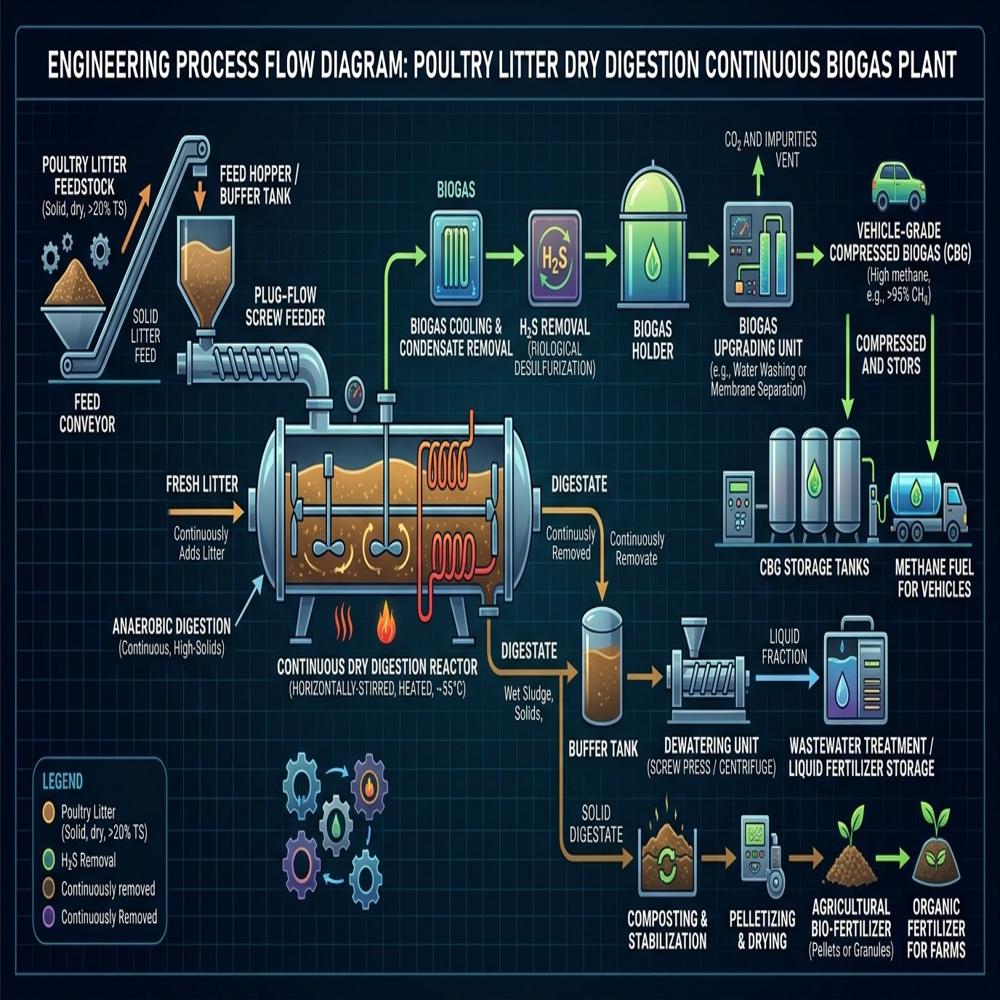 Turnkey Electricity Generation Poultry Litter Dry Digestion Thermophilic Biomethane Plant