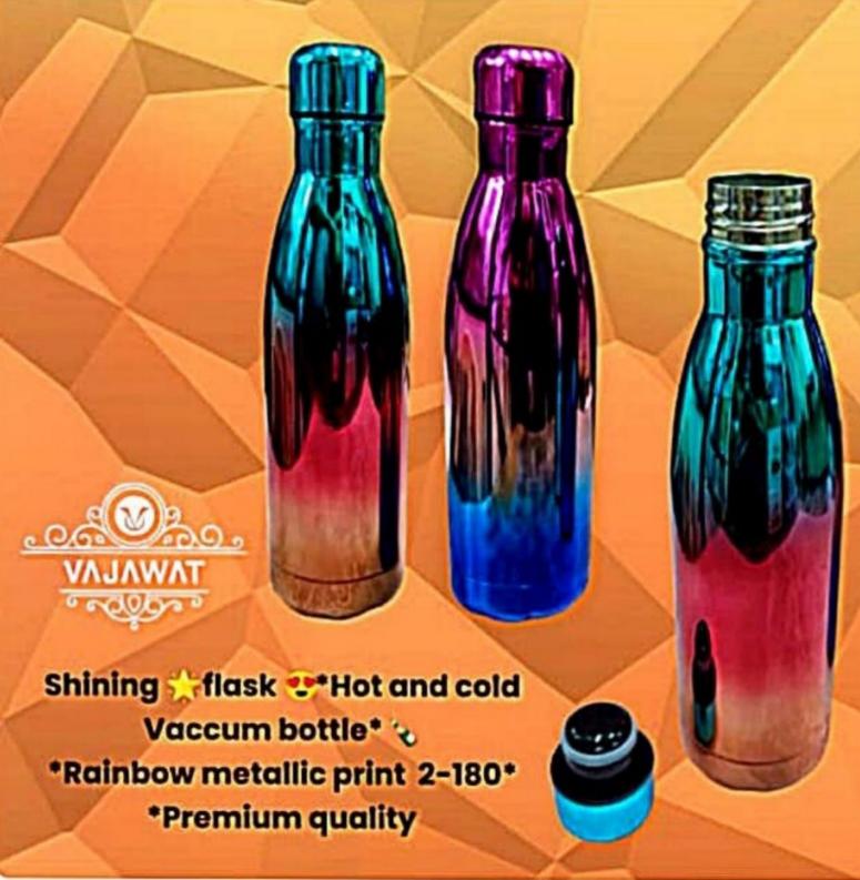 Hot and Cold Vacuum Bottle 500 ML - Stainless Steel, 500 ML, Rainbow Gradient Metallic | Double Wall Insulation, Leakproof Screw Cap, 12 Hours Temperature Retention