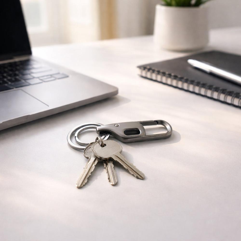 Premium Heavy Duty Push Lock Metal Keychain with Dual Ring (1 Pc)