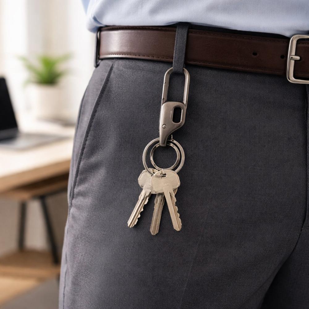 Premium Heavy Duty Push Lock Metal Keychain with Dual Ring (1 Pc)