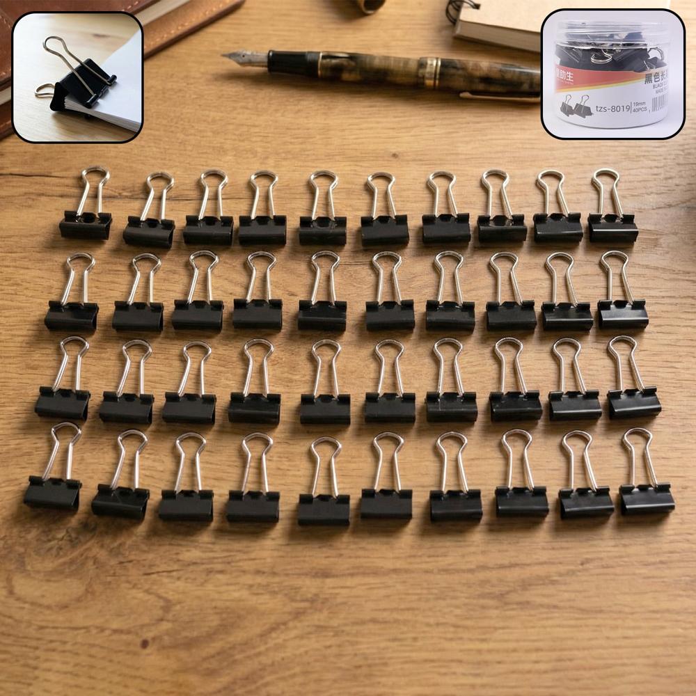 Heavy-Duty Black Binder Clips Set (19 Mm 40 Pc) - Application: As Per Product Requirement