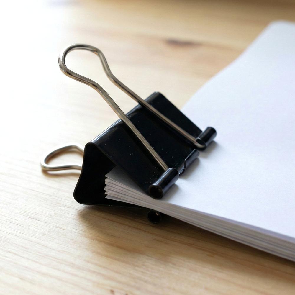 Heavy-Duty Black Binder Clips Set (19 mm, 40 Pc)