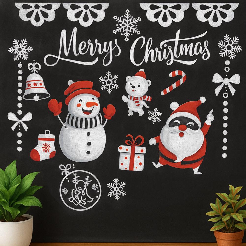 Christmas Theme Decorative Wall Sticker 90X60 Cm (1 Pc) - Application: As Per Product Requirement