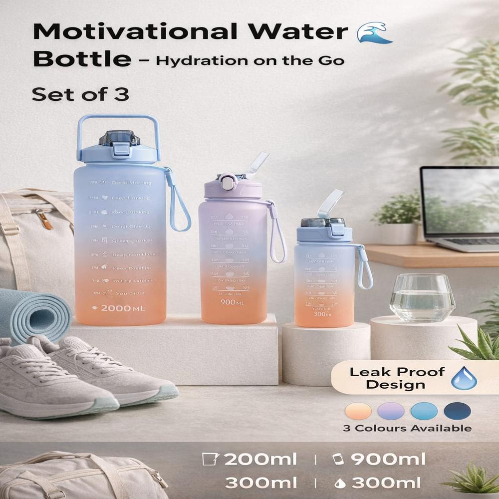 Motivational Water Bottle Hydration on the Go set of 3