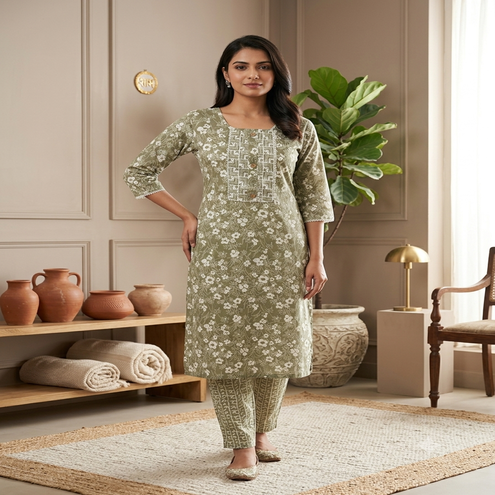 Cotton Kurta Pant Set