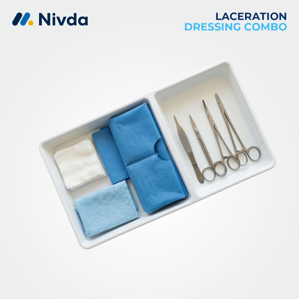 Trauma Dressing Pack - Sterile Gauze & Stainless Steel, Blue-white, Disposable | Ready-to-use Single-use Emergency Wound Care Kit