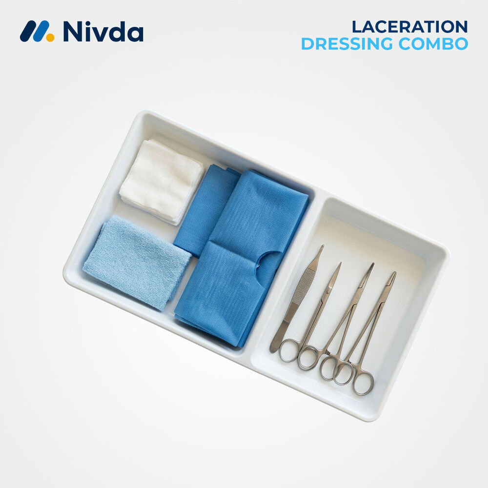 Trauma Dressing Pack - Sterile Gauze & Stainless Steel, Blue-white, Disposable | Ready-to-use Single-use Emergency Wound Care Kit